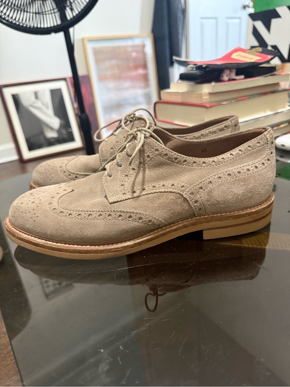 Brunello Cucinelli Suede Wingtip Oxford Lace-Up Shoes in Beige